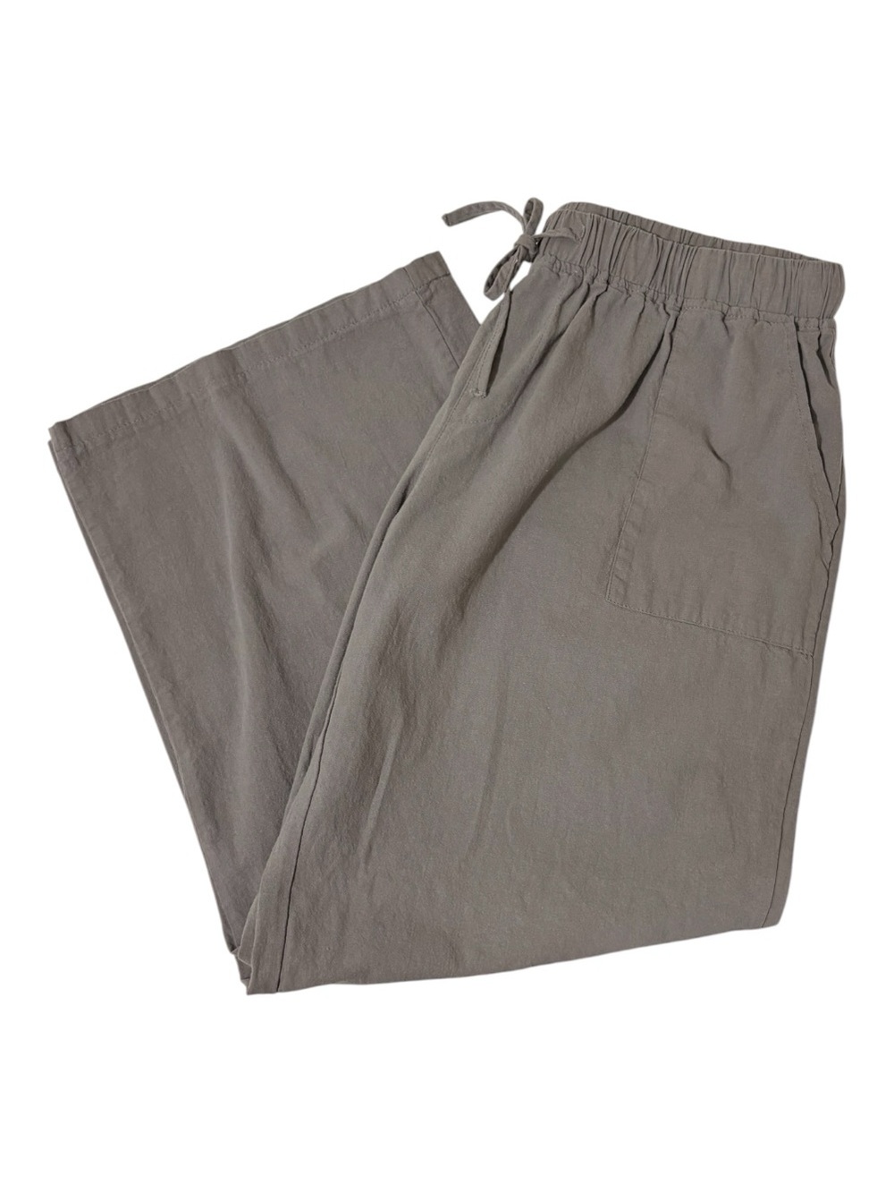 Women’s Linen Like Elastic-Waist Drawstring Pants in Gray